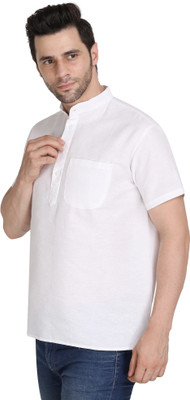 KOSZULE Men Solid Straight Kurta(White)