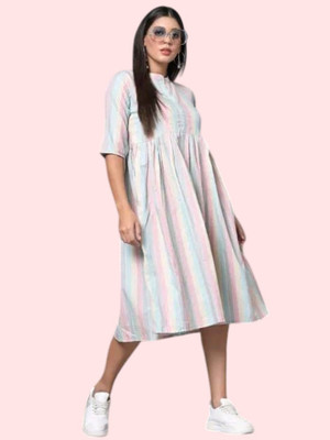 Kfashionbf Women Maxi Multicolor Ankle Length Dress
