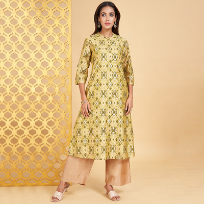 Rangmanch by Pantaloons Women Printed A-line Kurta(Light Green)