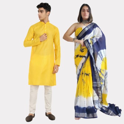 LeipZig Men Striped Straight Kurta(Yellow)