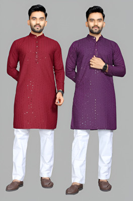 Keton Men Embroidered Straight Kurta(Multicolor)