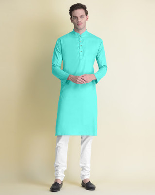 JENZEE Men Solid Straight Kurta(Blue)