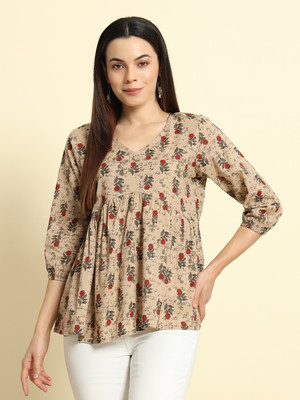 Sa Rasa Women Printed Flared Kurta(Multicolor)