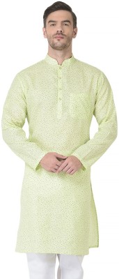 SG Men Printed Straight Kurta(Yellow)