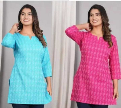 HRD Women Embellished A-line Kurta(Blue)