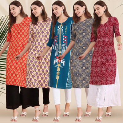 1 Stop Fashion Women Printed A-line Kurta(Multicolor)