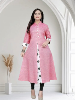 Rangrasiyatexk Women Printed Anarkali Kurta(Pink)