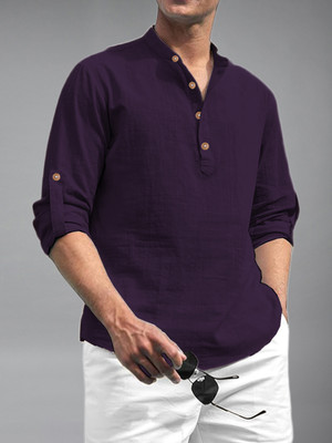 Vida Loca Men Solid A-line Kurta(Purple)