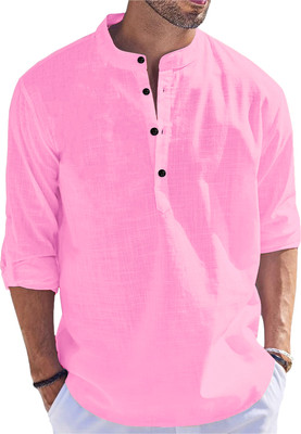 Kavyangle Creation Men Self Design Straight Kurta(Pink)