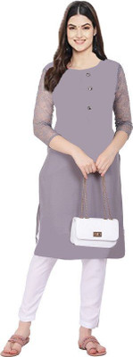 Good Straders Women Solid Anarkali Kurta(Grey, Yellow)