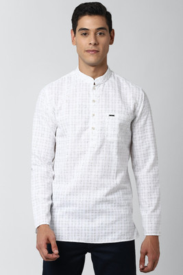 PETER ENGLAND Men Printed Straight Kurta(White)