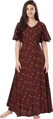 AV2 Women Floral Print A-line Kurta(Brown)