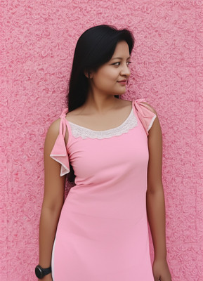 Vezura Women Solid A-line Kurta(Pink)