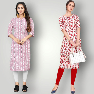 HouseOfCommon Women Self Design Straight Kurta(Multicolor)