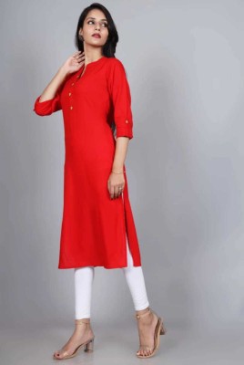 ANJUMAN ENTERPRISE Women Solid Straight Kurta(Red)