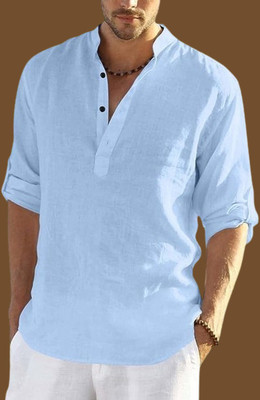 ZAKOD Men Solid Straight Kurta(Light Blue)