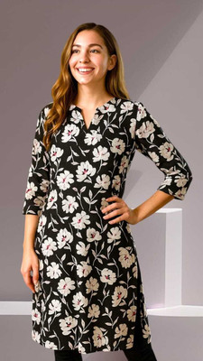 HouseOfCommon Women Self Design A-line Kurta(Black)