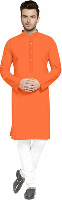 Youthfashion Men Solid Ethnic Dress Kurta(Orange)