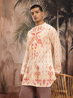 Sangria Men Solid Straight Kurta(Beige)