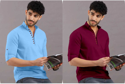 StoneHeart Men Solid Straight Kurta(Multicolor)