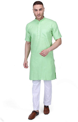 Fashtastic Men Solid Straight Kurta(Light Green)