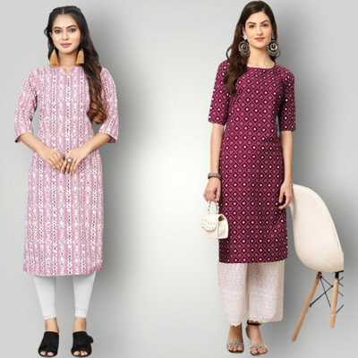 HouseOfCommon Women Printed Straight Kurta(Multicolor)