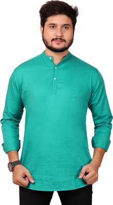 MADE IN THE SHADE Men Self Design Straight Kurta(Green)