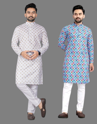 DHASU TRENDZ Men Printed Straight Kurta(Multicolor)