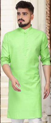 RASHMI Men Solid Straight Kurta(Light Green)
