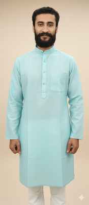 jayasha Men Solid Straight Kurta(Light Blue)
