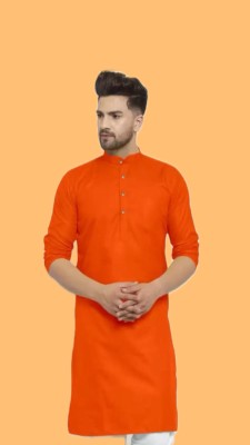 Anuj Fashion Men Solid A-line Kurta(Orange)