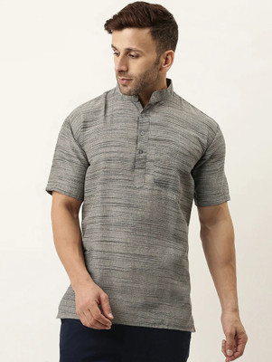 JBK Men Self Design Straight Kurta(Grey)