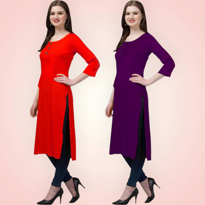Coft Women Solid Straight Kurta(Multicolor)