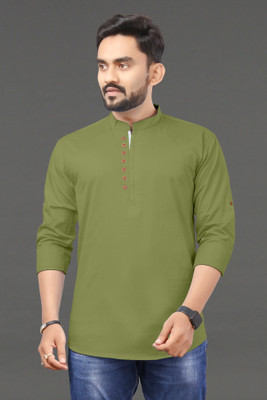 RAHUL CREATION Men Solid Straight Kurta(Light Green)