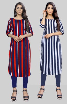 maruti fab Women Striped Flared Kurta(Multicolor)