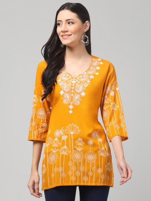 Aura Glam Women Embroidered A-line Kurta(Multicolor)