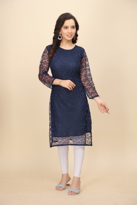 Vidula Fashion Women Self Design A-line Kurta(Blue)