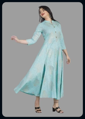 RACHNA FASHION Women Printed Anarkali Kurta(Blue)