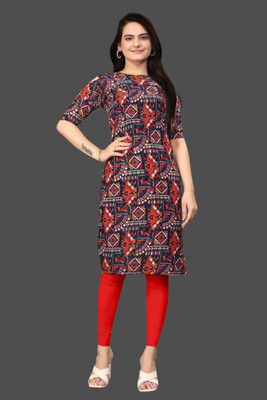 RANGRASIYA CORPORATION Women Printed Straight Kurta(Blue)