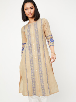 MAX Women Printed A-line Kurta(Beige)