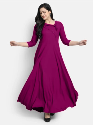 MOZIKA Women Solid Anarkali Kurta(Pink)