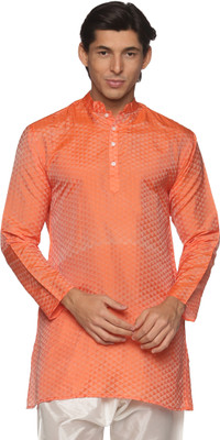 Sethukrishna Men Self Design A-line Kurta(Orange)