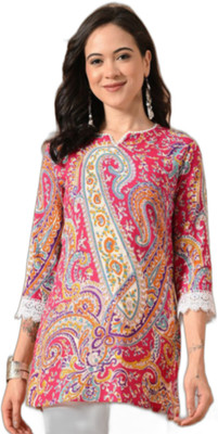 VRSS ENTERPRISES Women Paisley Straight Kurta(Pink)