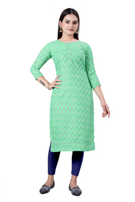 HouseOfCommon Women Printed Straight Kurta(Light Green)