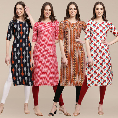 EthnicBasket Women Printed Straight Kurta(Multicolor)