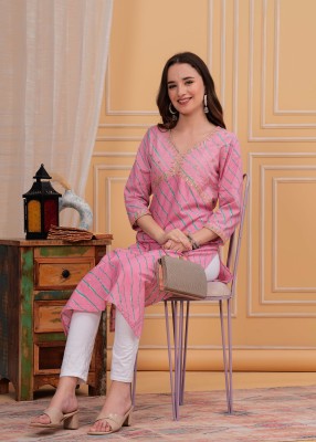 Lakshay Fashion Women Embroidered A-line Kurta(Pink)