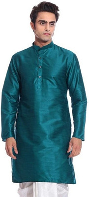 MAG Men Solid A-line Kurta(Green)