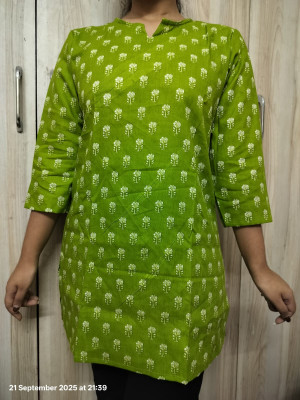 kumawat ji Women Printed Straight Kurta(Green)