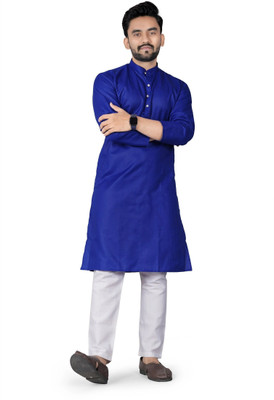 DHASU TRENDZ Men Solid Straight Kurta(Blue)