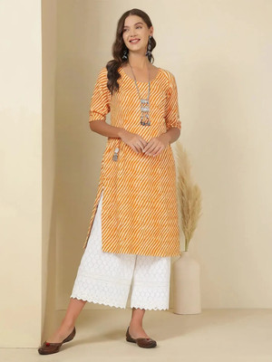 EthnicBasket Women Printed A-line Kurta(Orange)